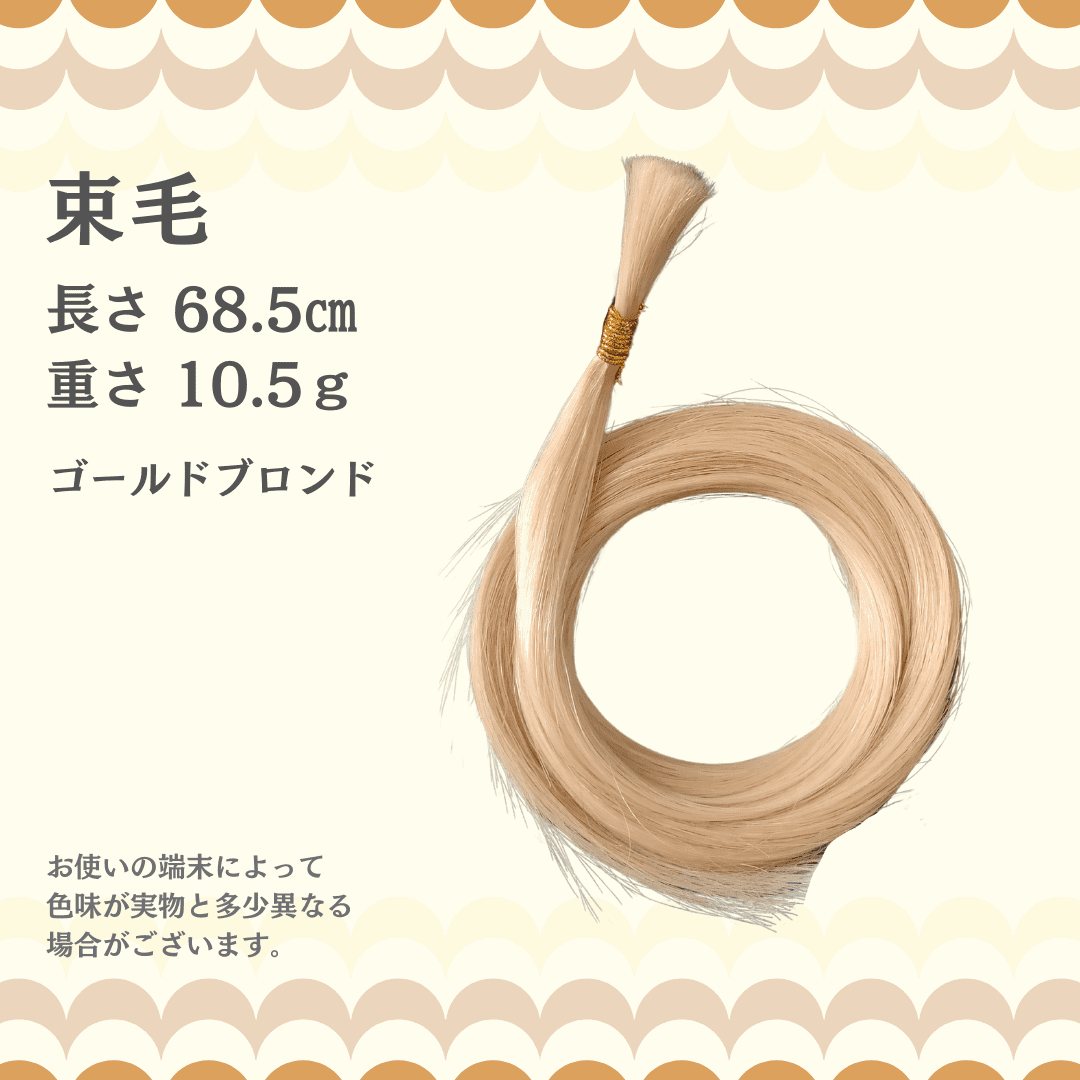 【訳アリ】束毛68.5cm ゴールドブロンド 10.5g